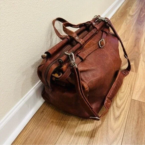 Vintage Cognac Large Wilson's Leather Pelle Studio DuffleOvernight Bag - Picture 3 of 11